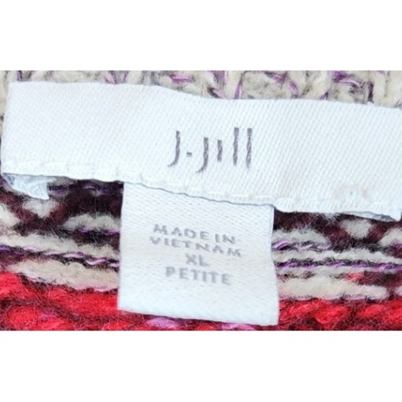 J Jill Fair Isle Knit Sweater XL Petite V Neck Pullover Winter - Picture 3 of 8
